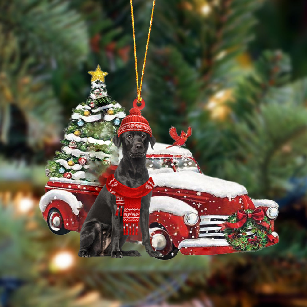 Black Labrador-Christmas Car Two Sided Ornament