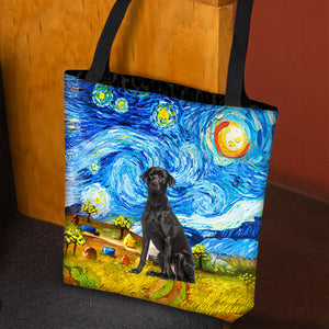 Black Labrador-Oil Painting-Cloth Tote Bag