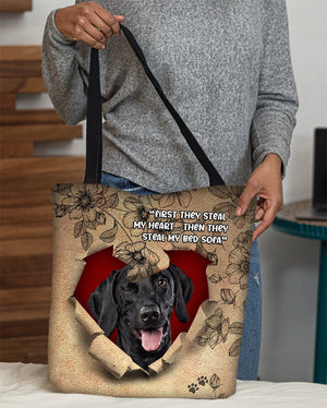 Black Labrador-Torn Cloth Tote Bag