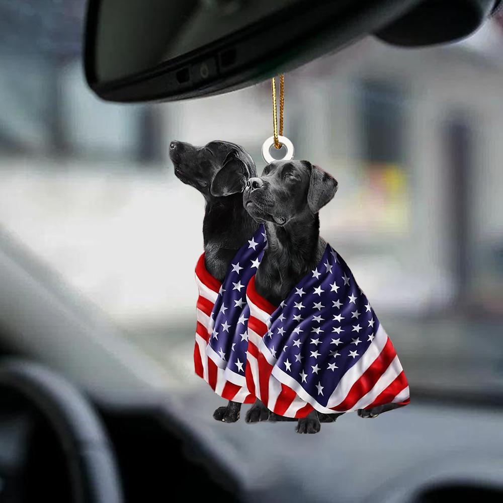 Black Labrador Retrievers American Patriot Flag Two Sided Ornament