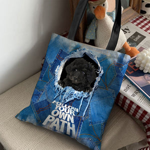 Black Maltipoo -Follow Your Own Path-Cloth Tote Bag
