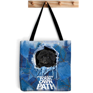 Black Maltipoo -Follow Your Own Path-Cloth Tote Bag