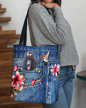 Black Poodle-Lily Cloth Tote Bag