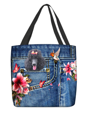 Black Poodle-Lily Cloth Tote Bag