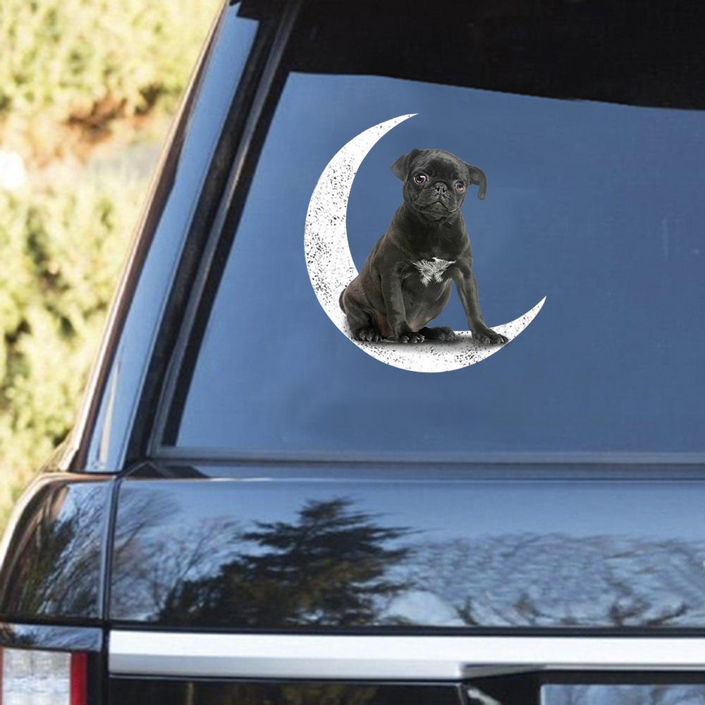 Black Pug-Sit On The Moon Decal