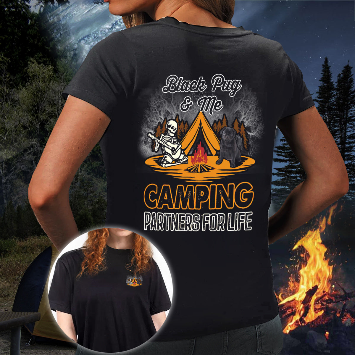 Black Pug Camping Partners T-shirt