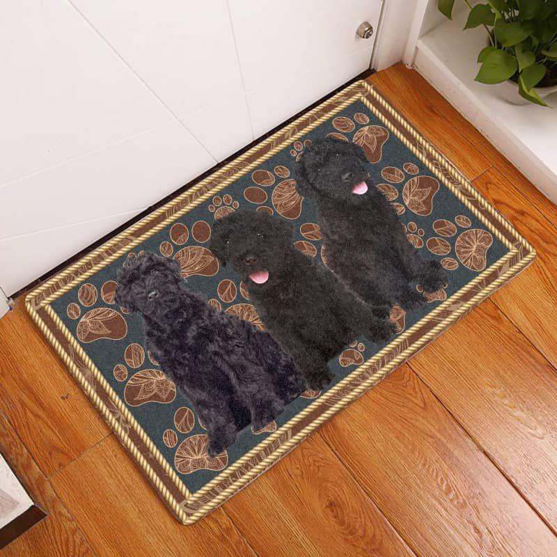 Black Russian Terrier-Flower Paw Doormat