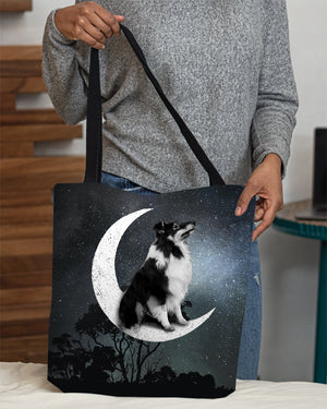 Black Sheltie-Sit On The Moon-Cloth Tote Bag