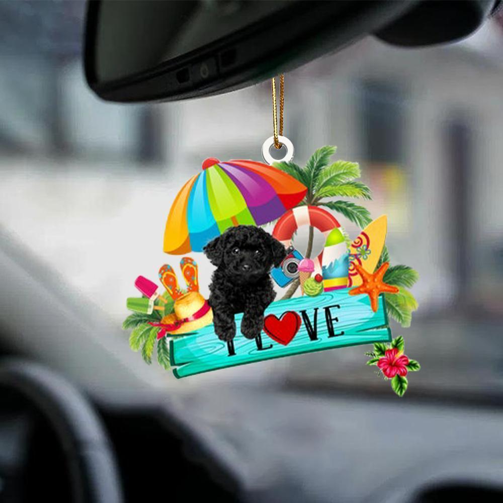 Black Toy Poodle-I Love Summer-Two Sided Ornament