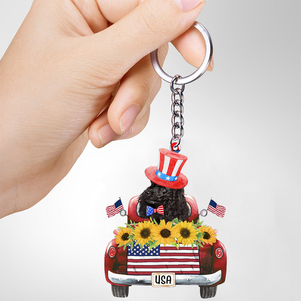 Black poodle-USA Truck Flat Acrylic Keychain