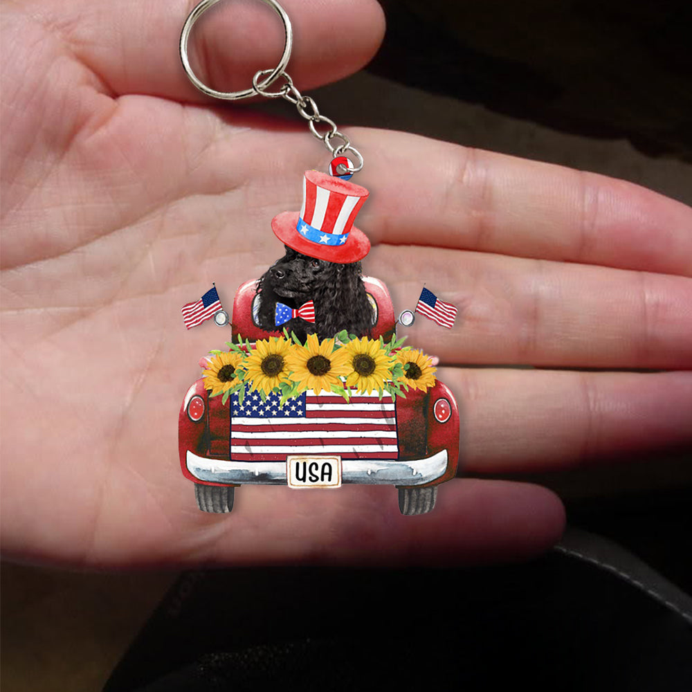 Black poodle-USA Truck Flat Acrylic Keychain
