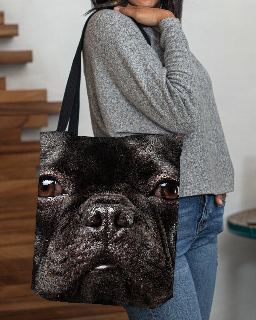 Blcak French Bulldog 2 Face-Cloth Tote Bag