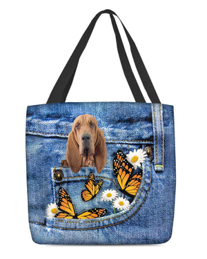 Bloodhound-Butterfly Daisies Fait-CLOTH TOTE BAG