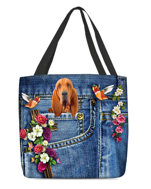 Bloodhound-Cardinal & Cross Flower Cloth Tote Bag