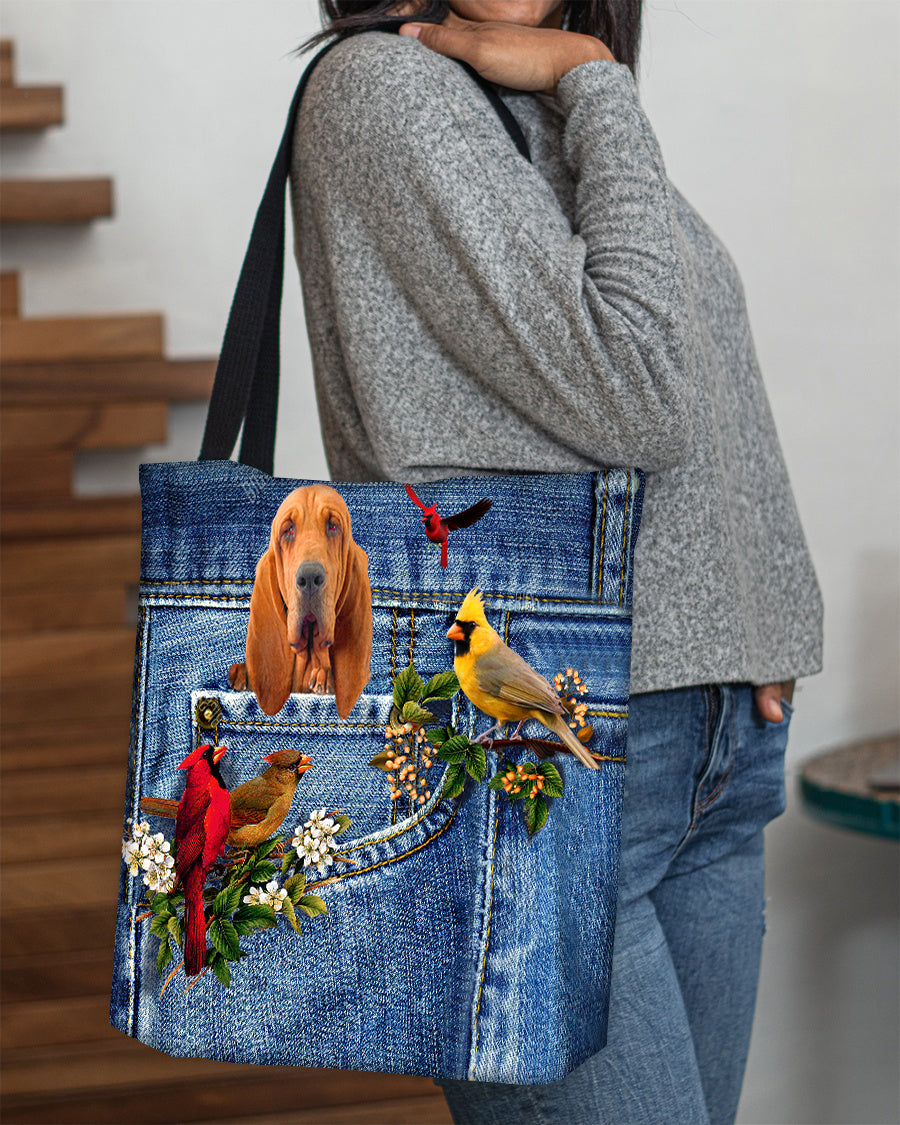 Bloodhound-Cardinal & Dog Cloth Tote Bag