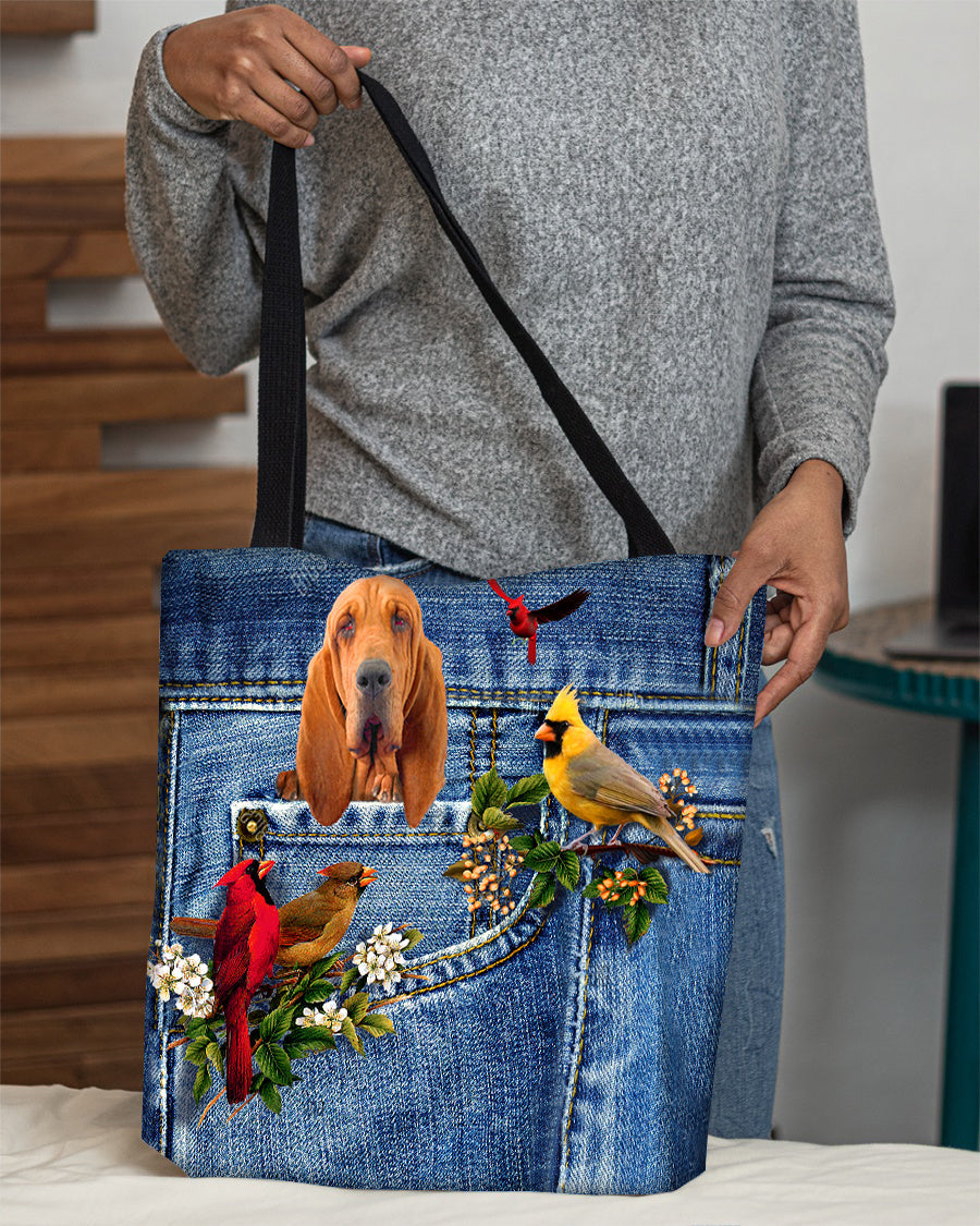Bloodhound-Cardinal & Dog Cloth Tote Bag