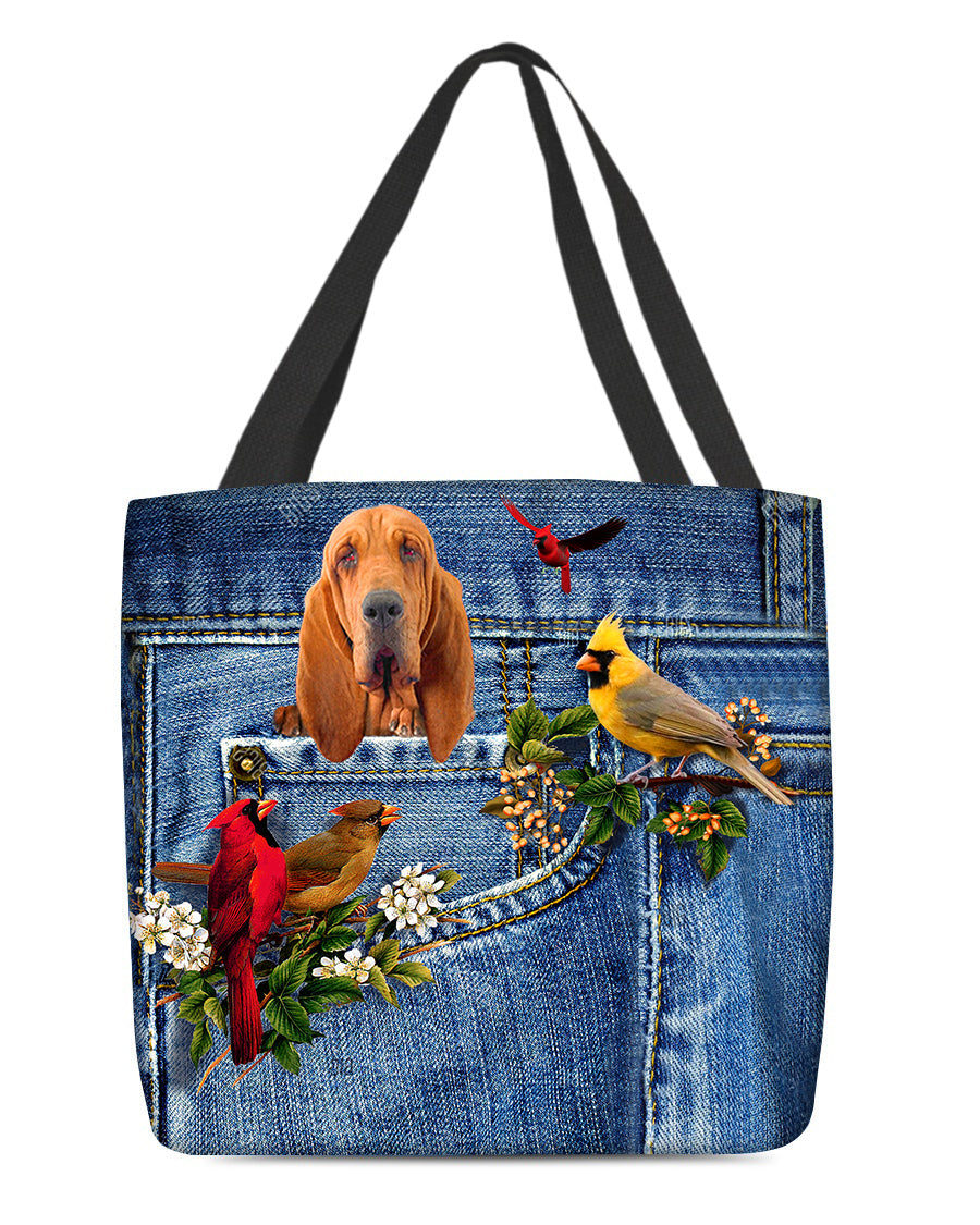 Bloodhound-Cardinal & Dog Cloth Tote Bag