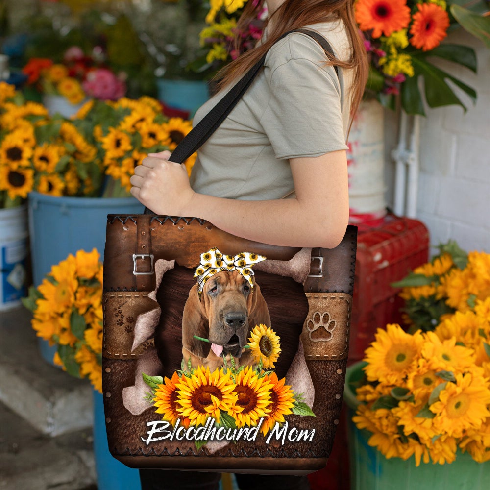 Bloodhound-Sunflower&Dog Mom Cloth Tote Bag