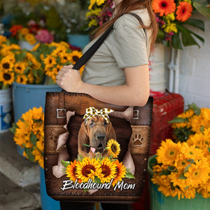 Bloodhound-Sunflower&Dog Mom Cloth Tote Bag