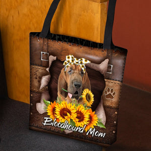 Bloodhound-Sunflower&Dog Mom Cloth Tote Bag