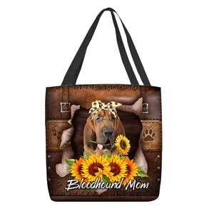 Bloodhound-Sunflower&Dog Mom Cloth Tote Bag