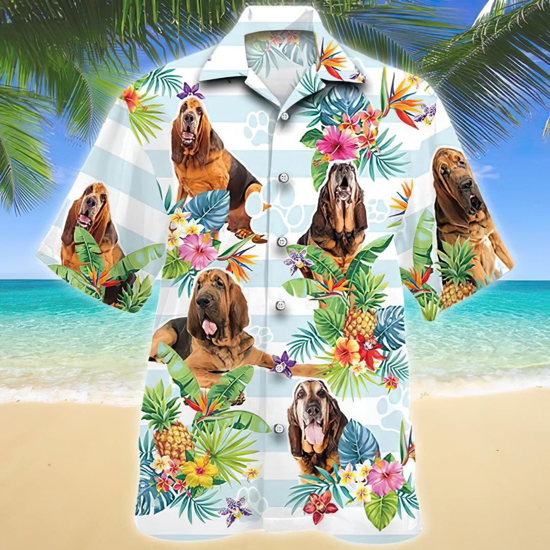 Bloodhound Tropical Flower Hawaiian Shirt