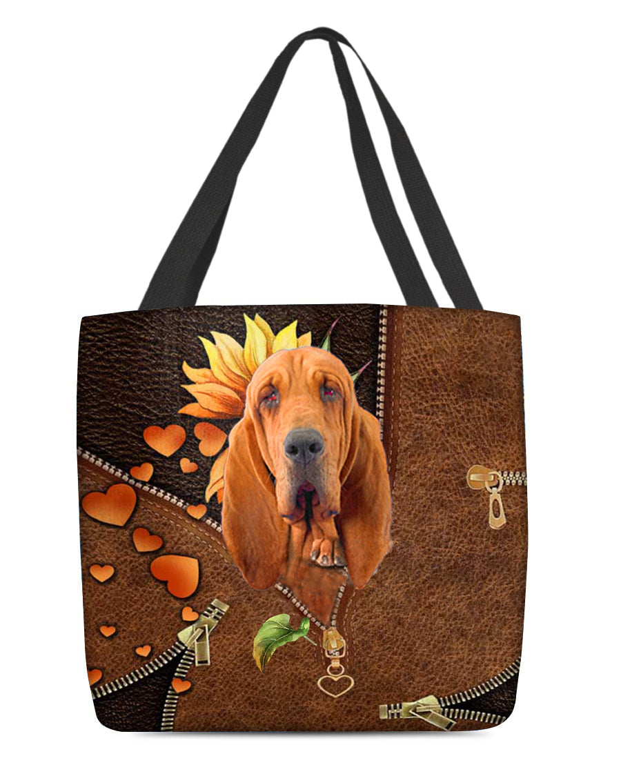 Bloodhound-Sunflower&zipper Cloth Tote Bag