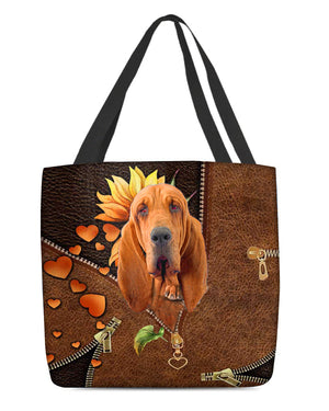 Bloodhound-Sunflower&zipper Cloth Tote Bag