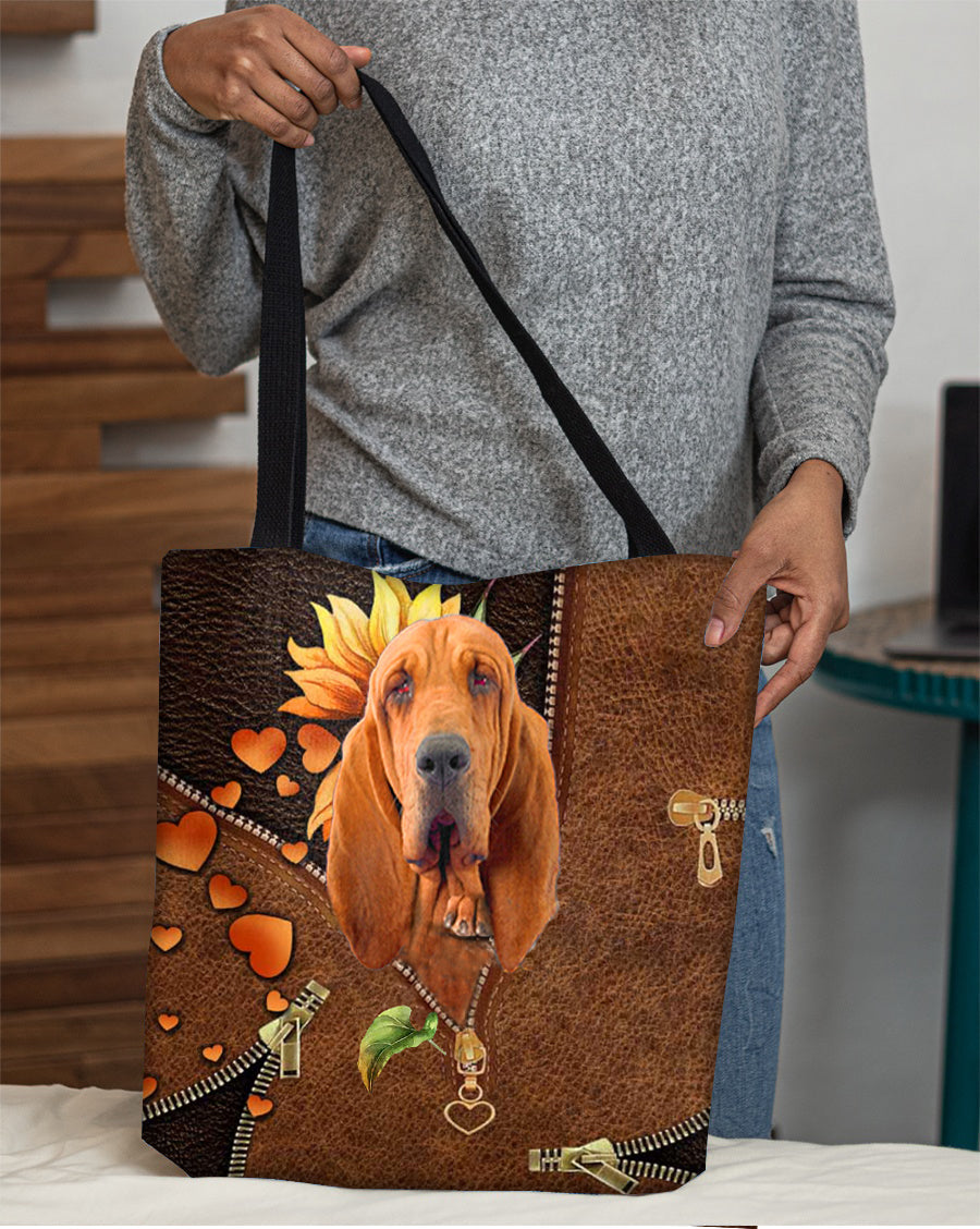 Bloodhound-Sunflower&zipper Cloth Tote Bag