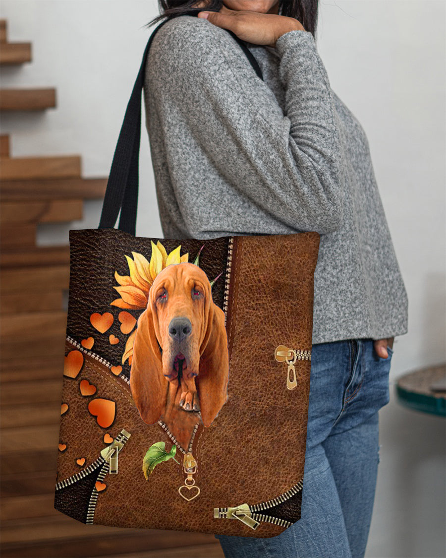Bloodhound-Sunflower&zipper Cloth Tote Bag