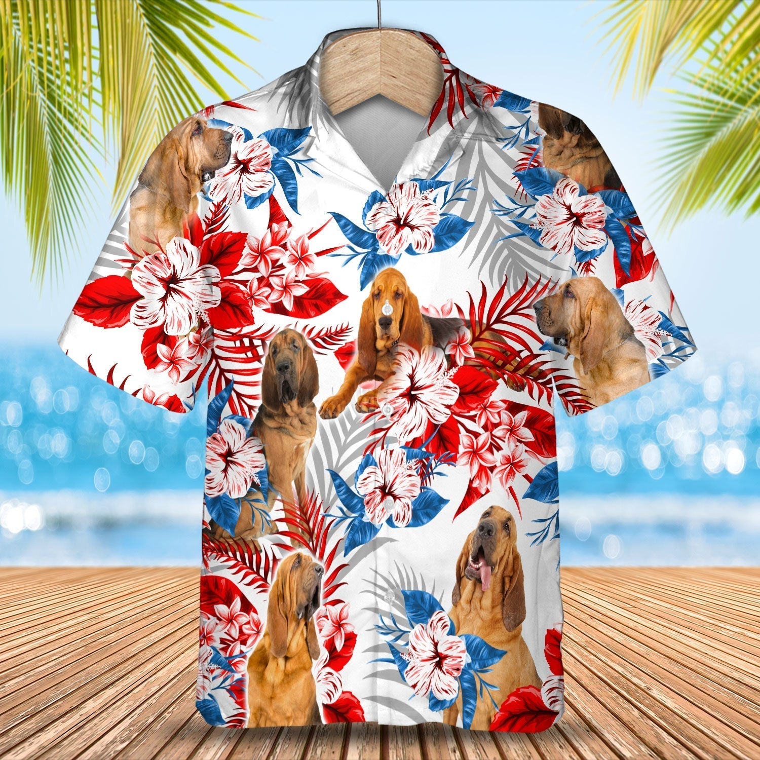 Bloodhound American Flag Hawaiian Shirt