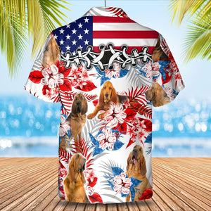 Bloodhound American Flag Hawaiian Shirt