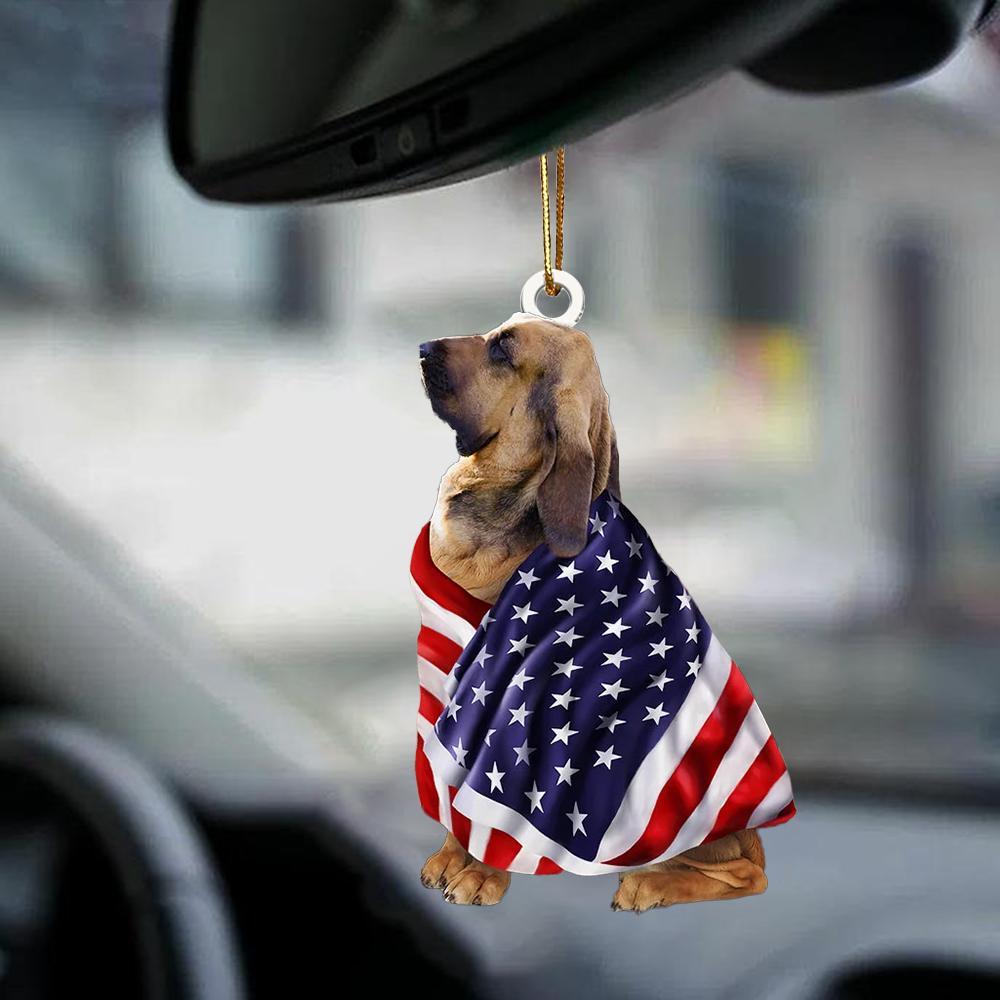 Bloodhound American Patriot Flag Two Sided Ornament