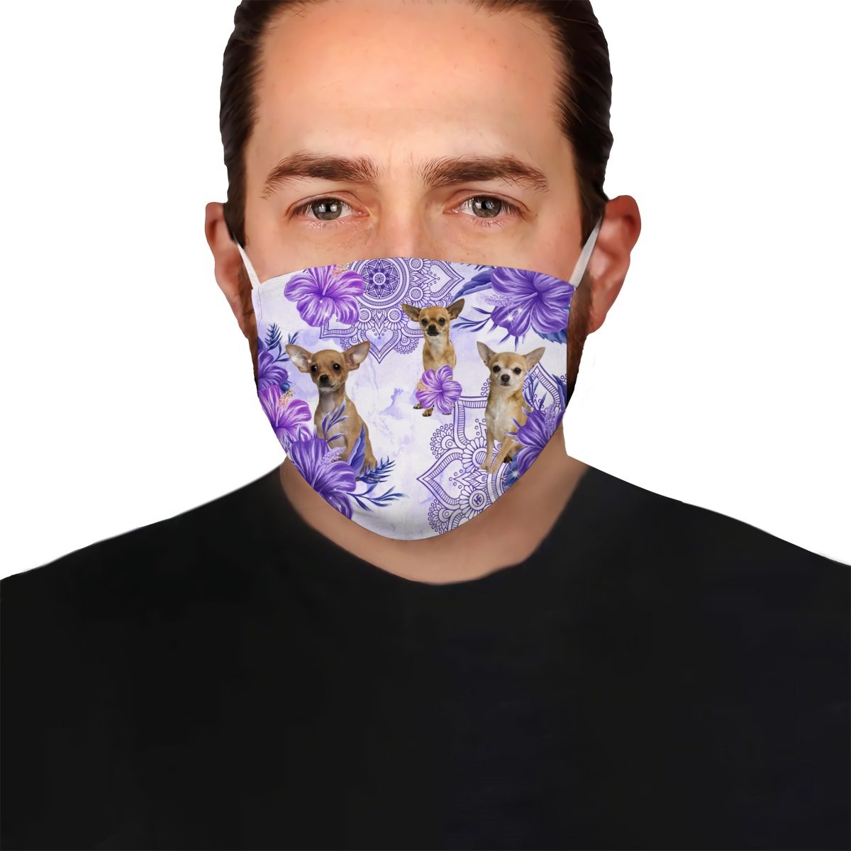 Premium Purple Floral Chihuahua EZ09 0605 Face Mask
