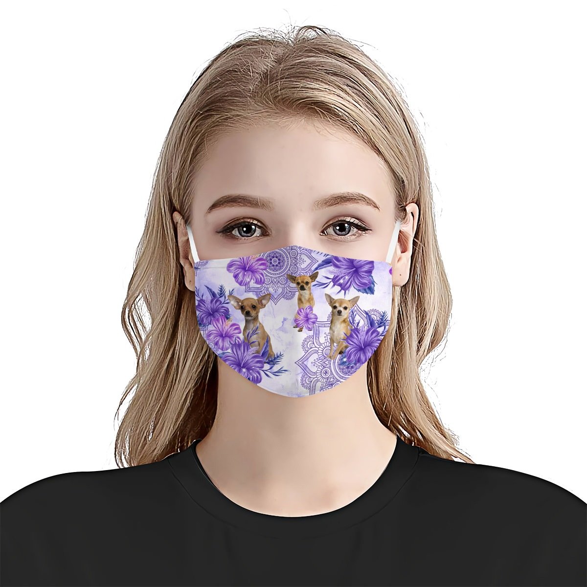 Premium Purple Floral Chihuahua EZ09 0605 Face Mask
