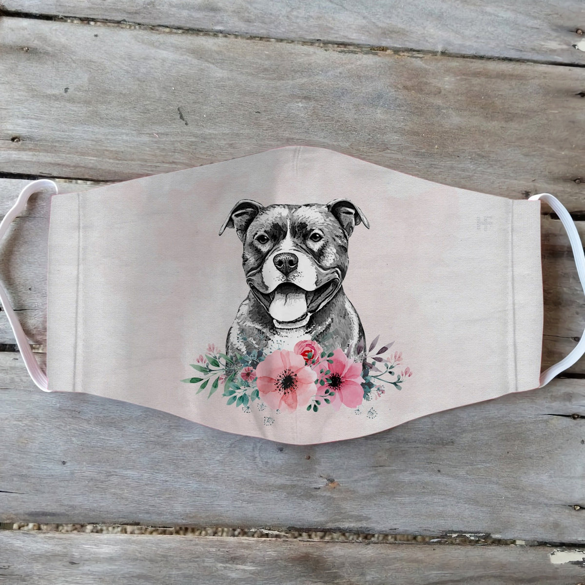 American Pitbull Terrier Dog Flower EZ01 2404 Face Mask