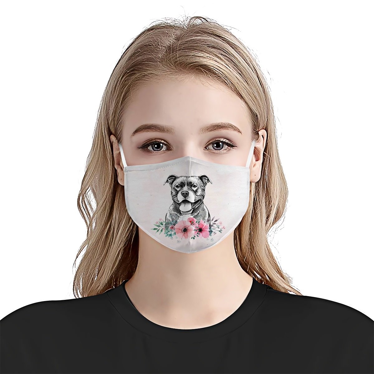 American Pitbull Terrier Dog Flower EZ01 2404 Face Mask