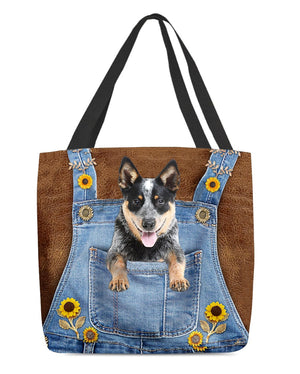 Blue Heeler 3 And Sunflower-Cloth Tote Bag