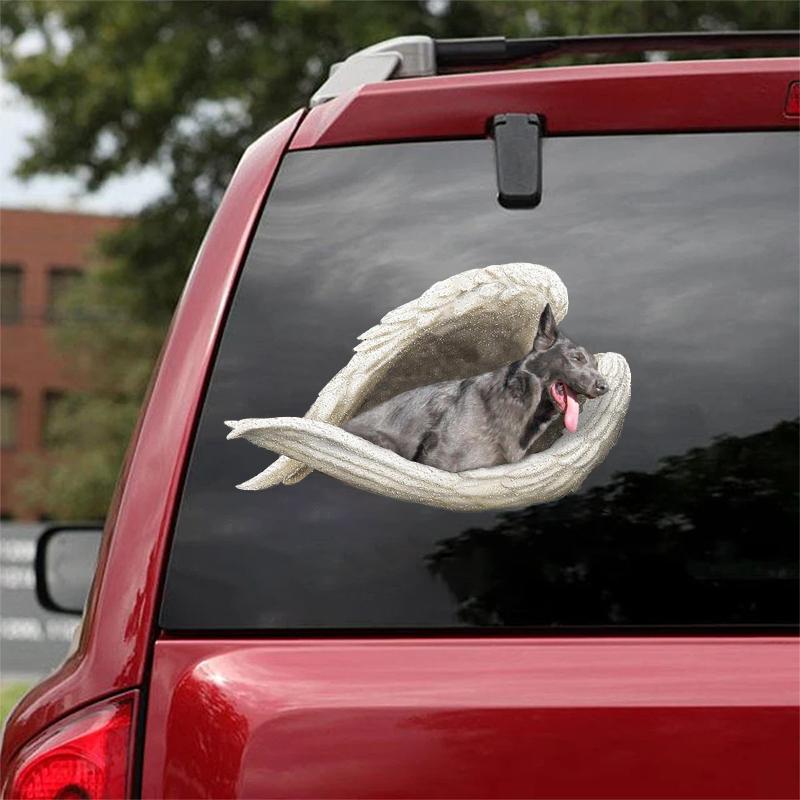 Blue german shepherd-sleeping angel CAR STICKER