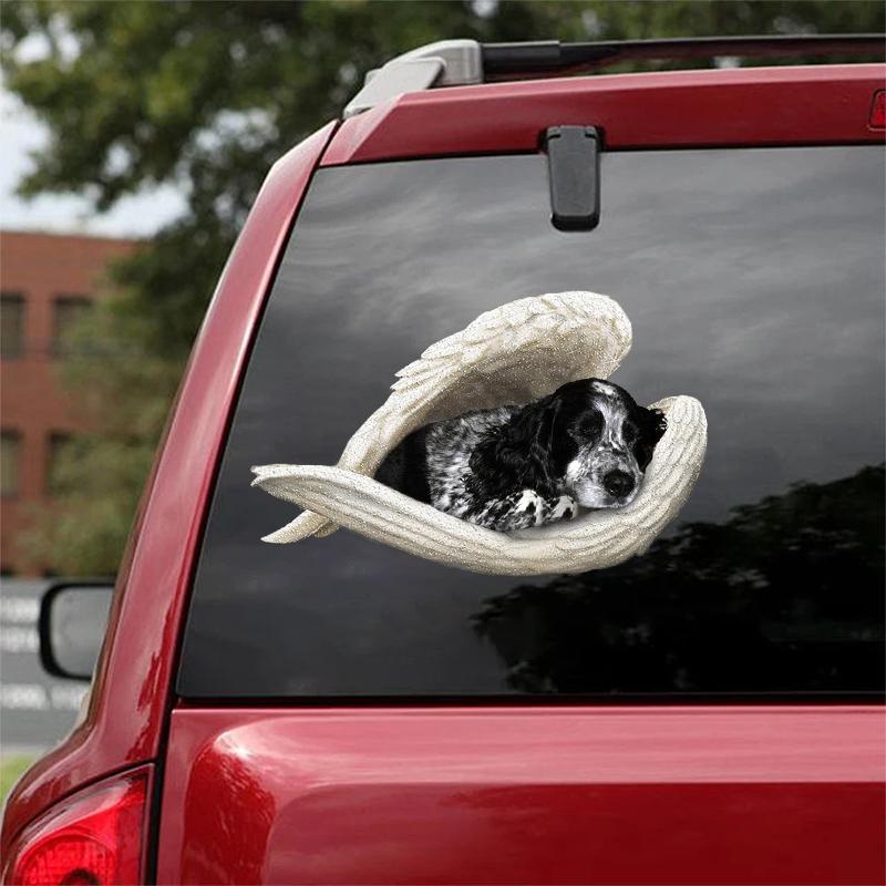 Blue roan cocker spaniel-sleeping angel CAR STICKER