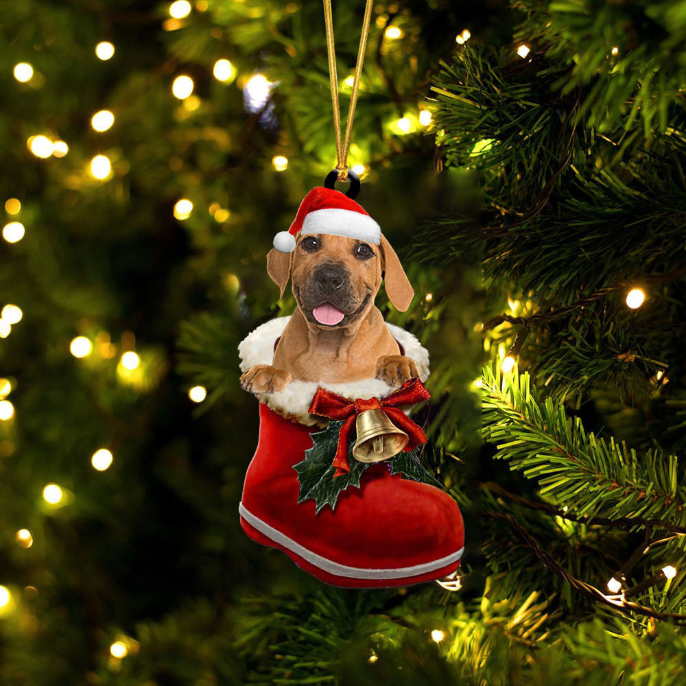 Boerboel-1-In Santa Boot Christmas-Two Sided Ornament