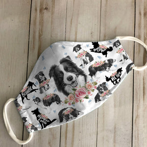 Border Collie Floral Vintage EZ07 2606 Face Mask