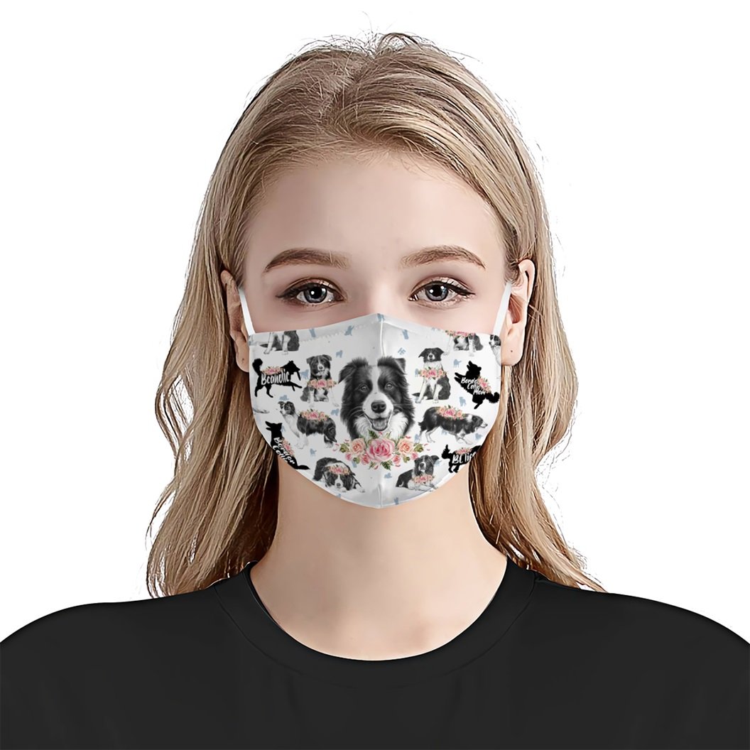 Border Collie Floral Vintage EZ07 2606 Face Mask