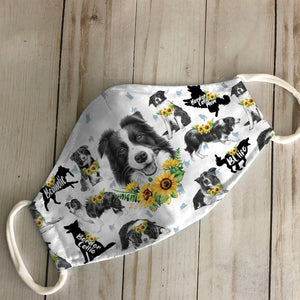 Border Collie Sunflower  EZ07 2606 Face Mask