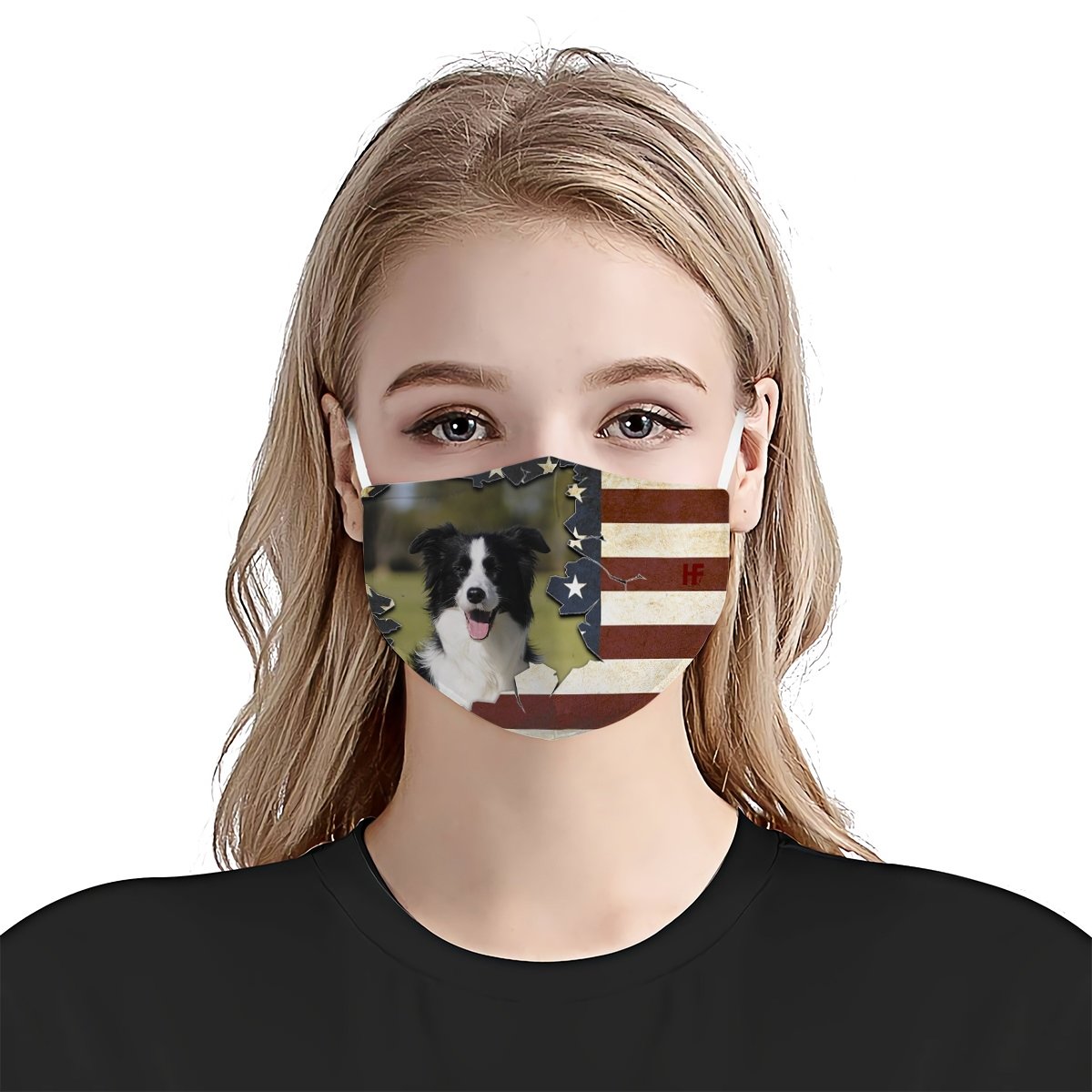 Border Collie With American Flag EZ08 1006 Face Mask