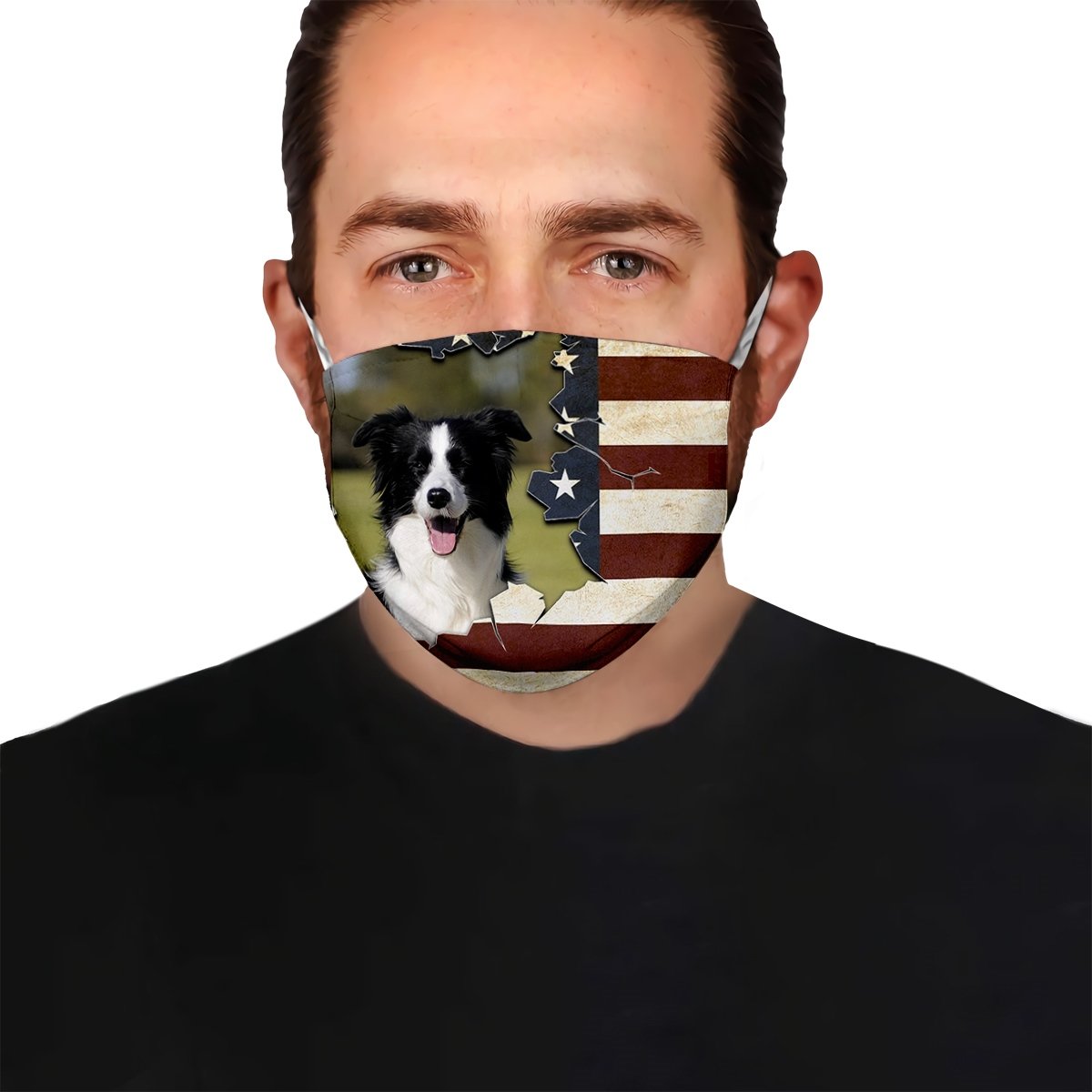 Border Collie With American Flag EZ08 1006 Face Mask