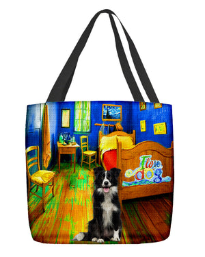 Border Collie in the bedroom-Cloth Tote Bag