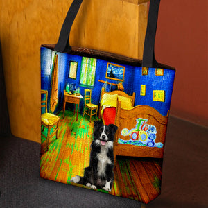 Border Collie in the bedroom-Cloth Tote Bag