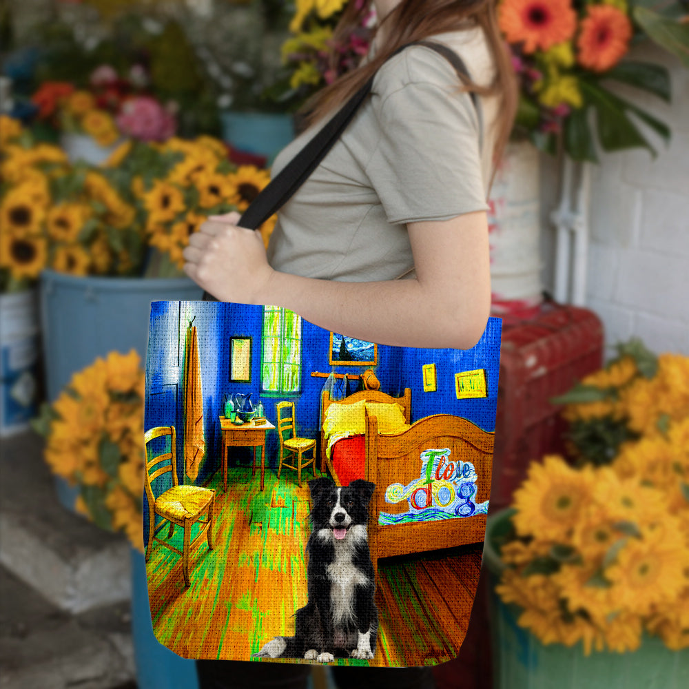Border Collie in the bedroom-Cloth Tote Bag