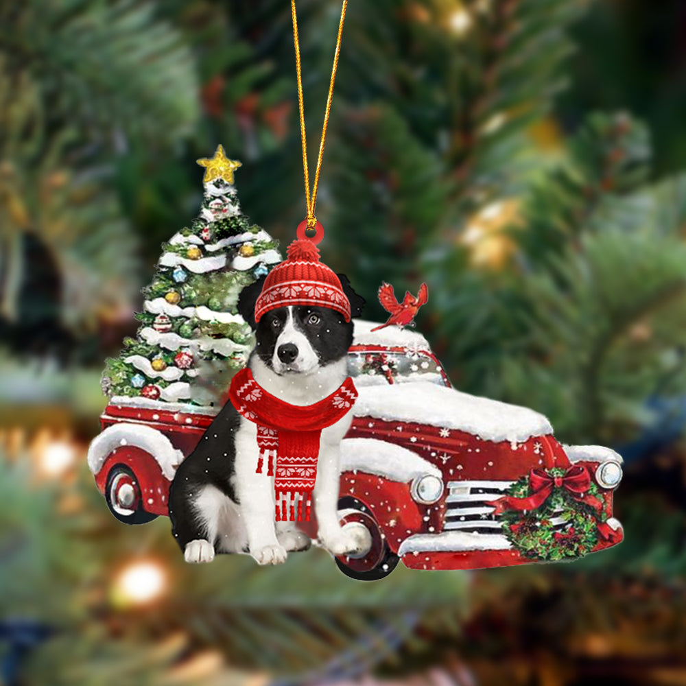 Border Collie-Christmas Car Two Sided Ornament